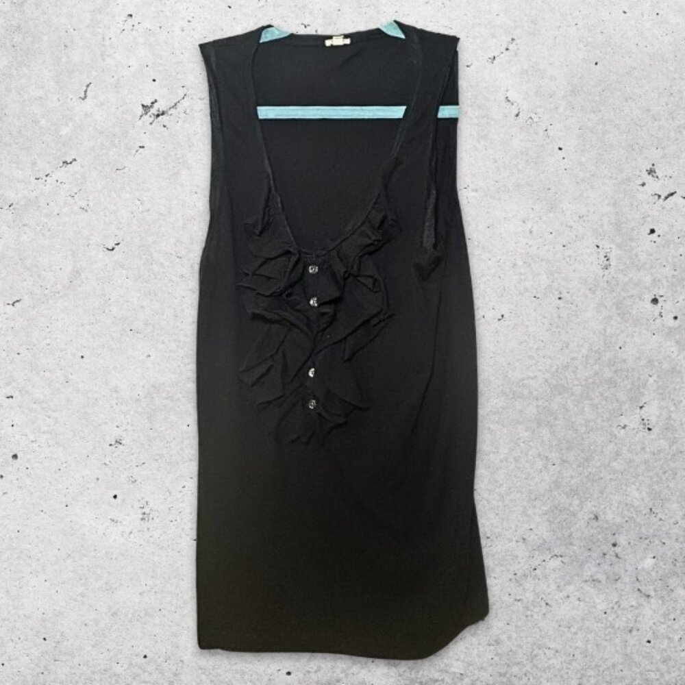 J.Crew Blouse Short Sleeves‎ Soft Ruffle Detailing Button Front Black Women's S